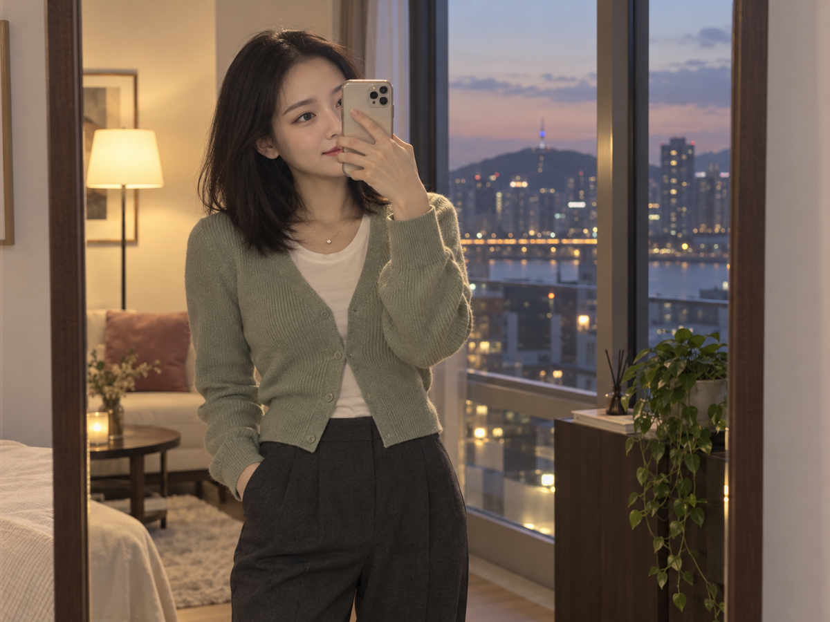 경기도 용인시 기흥구 기흥 이동과 방문 일정을 안내하는 젊은 성인 한국 여성 관리사